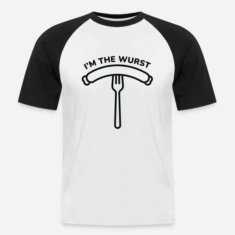 Ich bin die Wurst - Männer Baseball-T-Shirt - Weiß/Schwarz