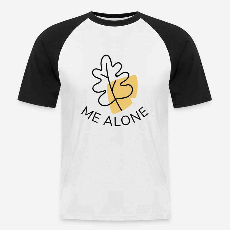Leaf Me Alone - Männer Baseball-T-Shirt - Weiß/Schwarz