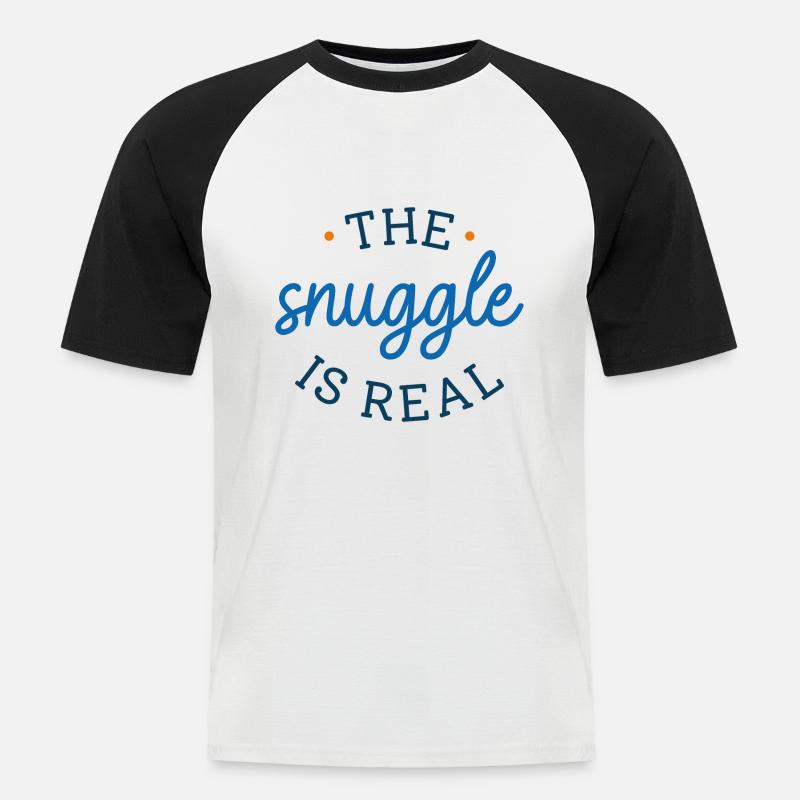 Das Kuscheln ist echt - Männer Baseball-T-Shirt - Weiß/Schwarz