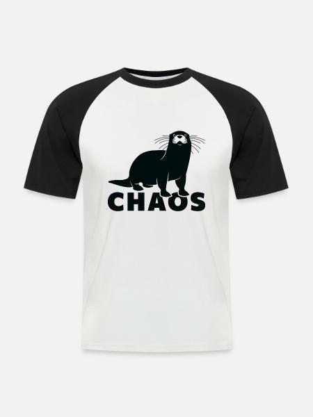 Otter-Chaos - Männer Baseball-T-Shirt - Weiß/Schwarz