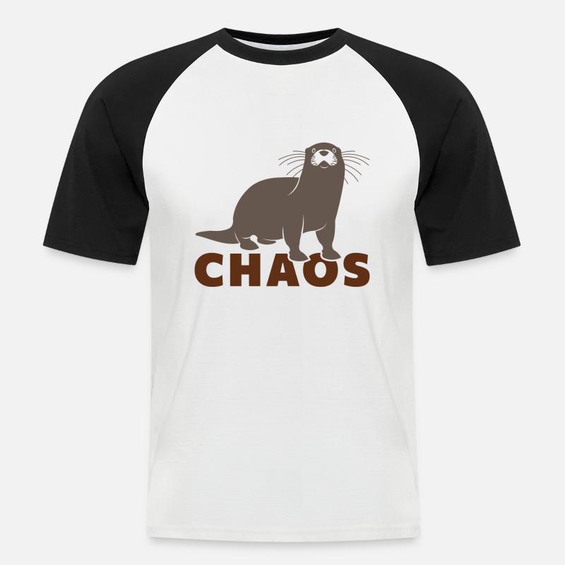 Otter Chaos - Men's Baseball T-Shirt - white/black