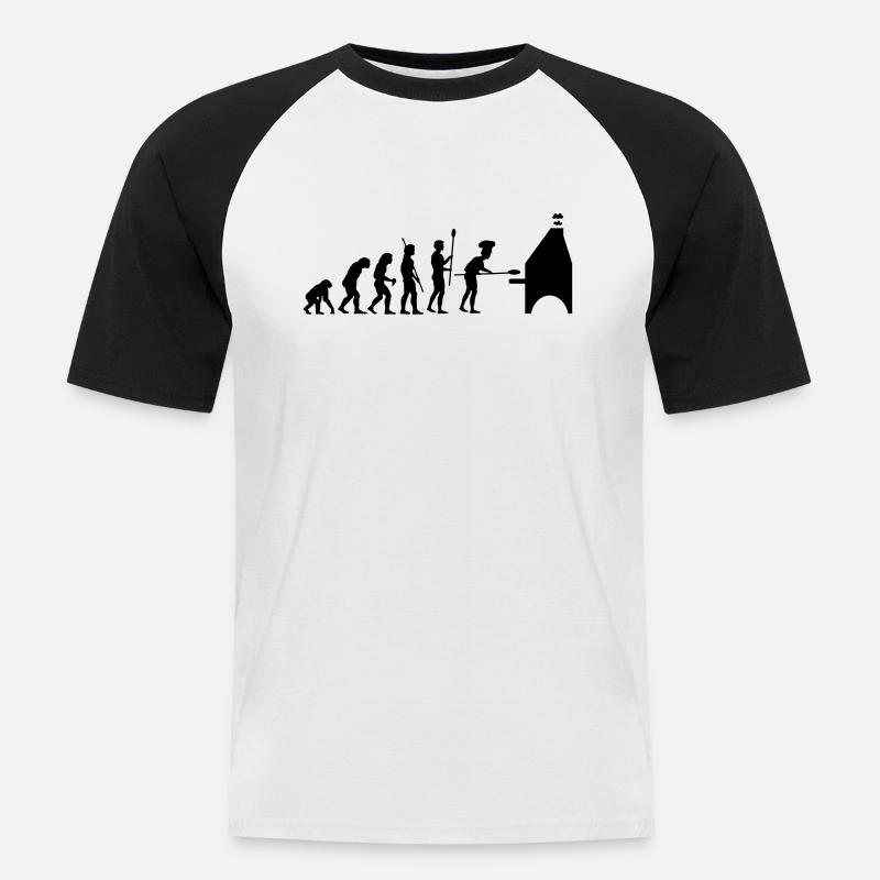 evolution pizza - Men's Baseball T-Shirt - white/black