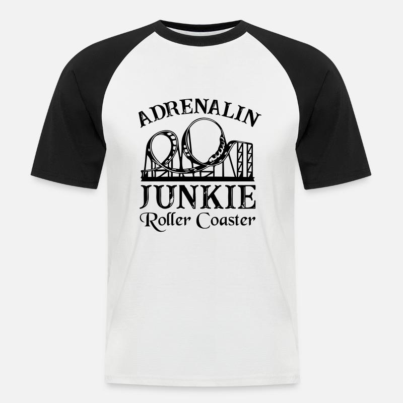 Adrenalin Junkie Roller Coaster - Männer Baseball-T-Shirt - Weiß/Schwarz
