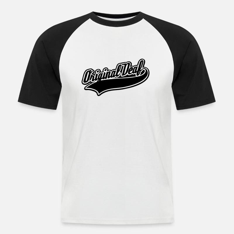 Original Deaf - Männer Baseball-T-Shirt - Weiß/Schwarz