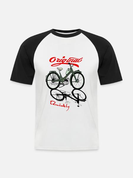 NSU Quickly Mofa Kult - Männer Baseball-T-Shirt - Weiß/Schwarz