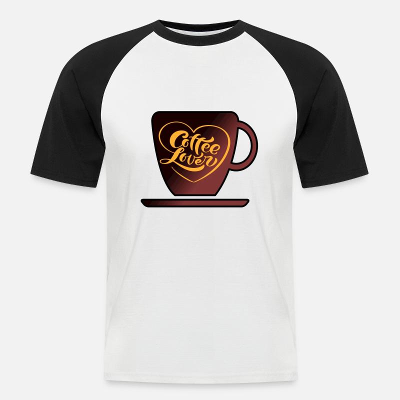 Kaffee trinken Kaffeetrinker Kaffeebohne Geschenk - Männer Baseball-T-Shirt - Weiß/Schwarz