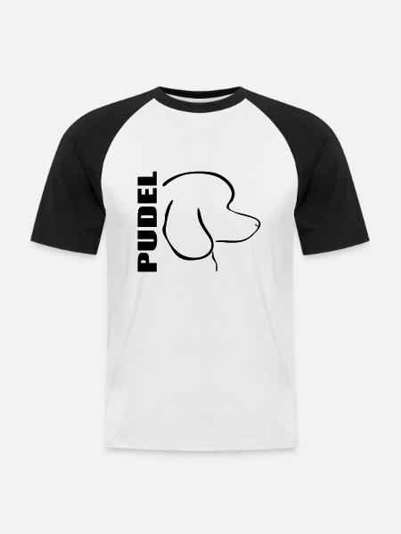 PUDEL PROFIL - Männer Baseball-T-Shirt - Weiß/Schwarz
