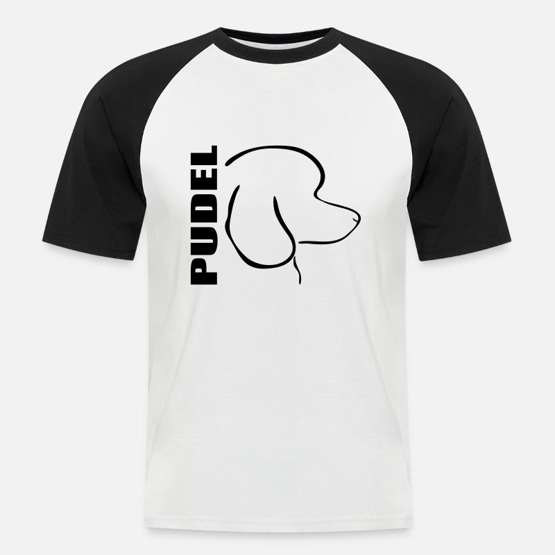 PUDEL PROFIL - Männer Baseball-T-Shirt - Weiß/Schwarz