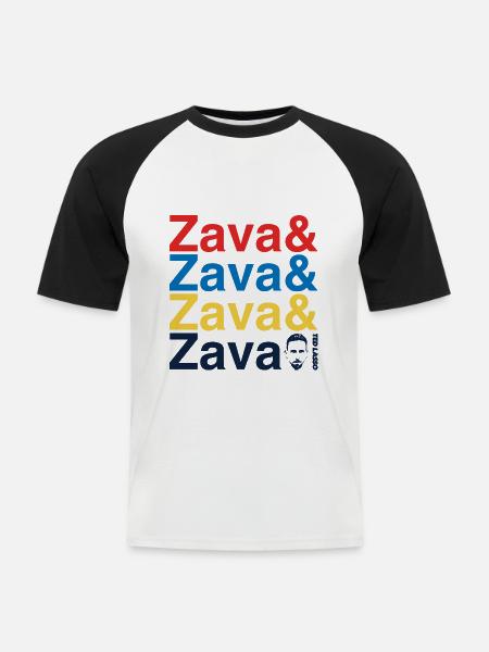 Ted Lasso Zava Schriftzug Bunt - Männer Baseball-T-Shirt - Weiß/Schwarz
