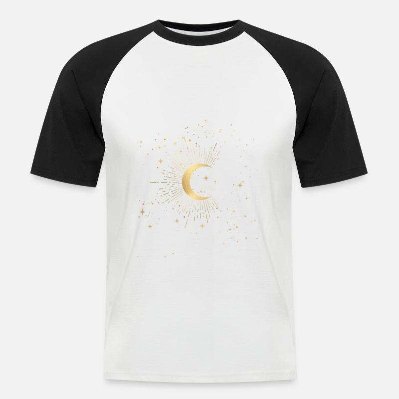 Mond mit Sternenhimmel Geschenk - Männer Baseball-T-Shirt - Weiß/Schwarz
