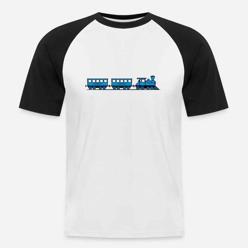 Zug Eisenbahn Dampflok Wagons - Männer Baseball-T-Shirt - Weiß/Schwarz