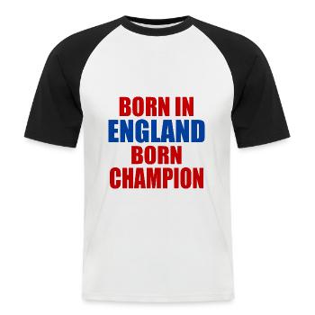 born in england born champion - angleterre - T-shirt baseball manches courtes Homme - blanc/noir - Devant - Nik (191cm)