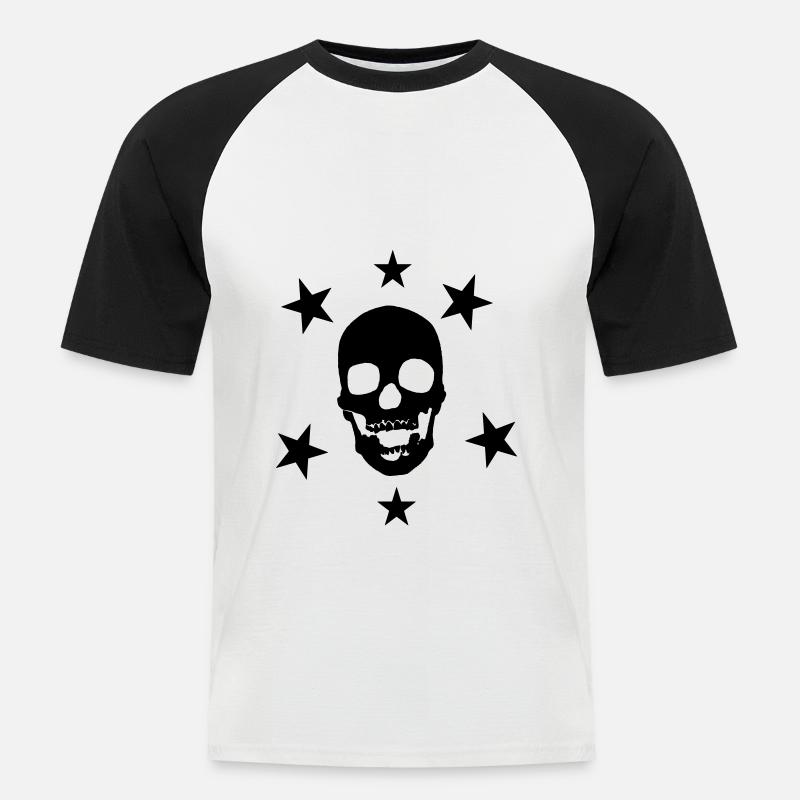 SKULL SUPERSTAR - Männer Baseball-T-Shirt - Weiß/Schwarz