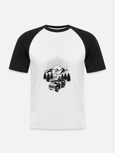 Camper Van Life Camping - Männer Baseball-T-Shirt - Weiß/Schwarz