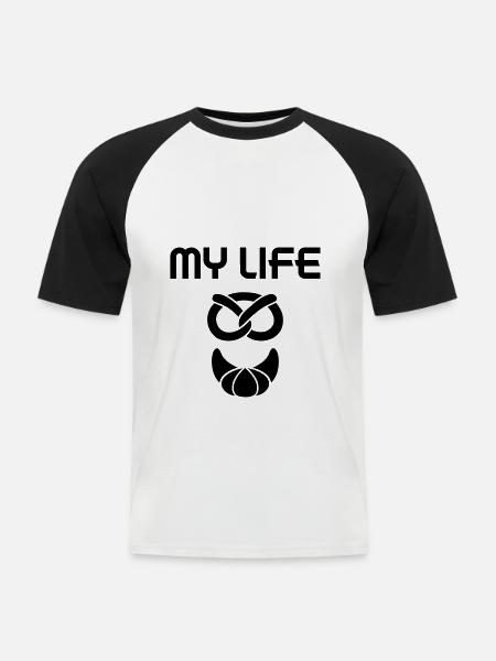 My life (Brezel, Hörnchen) - Männer Baseball-T-Shirt - Weiß/Schwarz