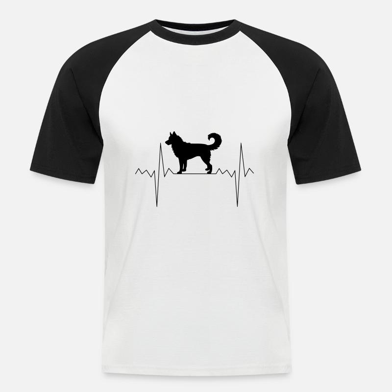 Herzschlag Herzfrequenz Husky - Männer Baseball-T-Shirt - Weiß/Schwarz
