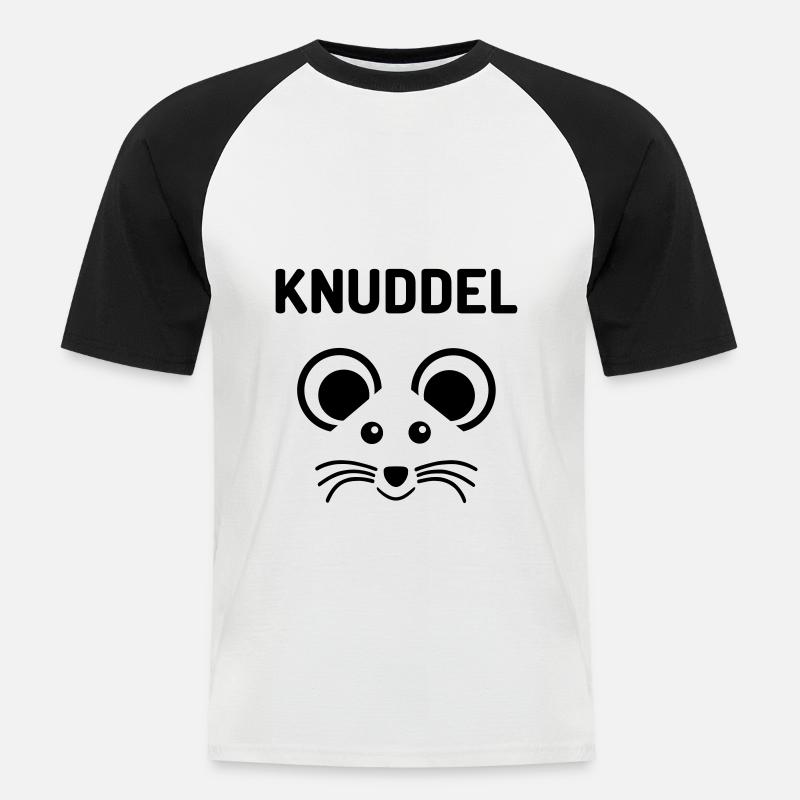 ★ Designfarben änderbar ★ Knuddelmaus - Männer Baseball-T-Shirt - Weiß/Schwarz