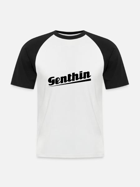 Genthin - Textdesign mit Stadtnamen - Männer Baseball-T-Shirt - Weiß/Schwarz