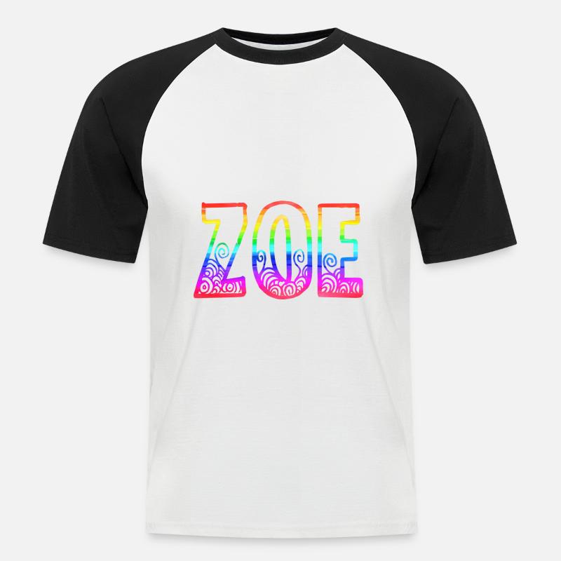 zoe rs arcobaleno - Maglia da baseball a manica corta da uomo - bianco/nero