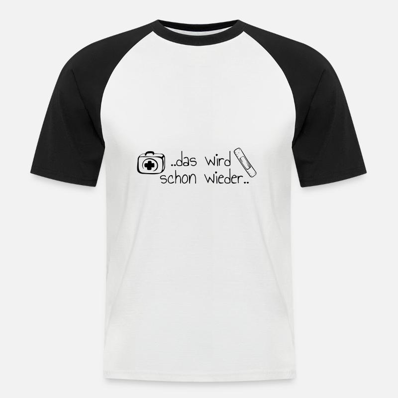 das wird schon wieder - Männer Baseball-T-Shirt - Weiß/Schwarz