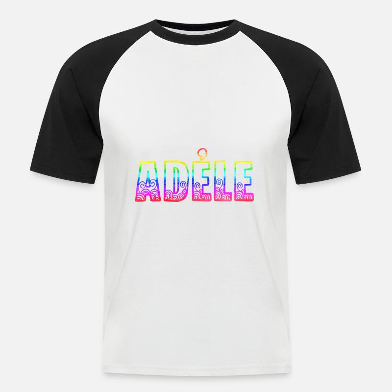 adéle rs rainbow - Men's Baseball T-Shirt - white/black
