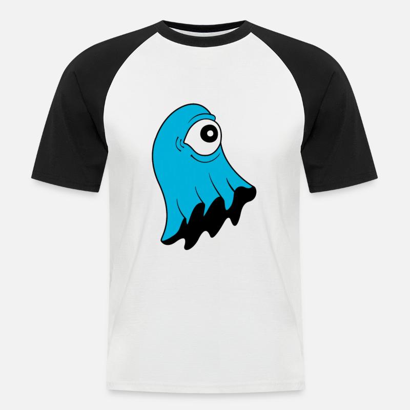SpaceHoop - Geist - Männer Baseball-T-Shirt - Weiß/Schwarz