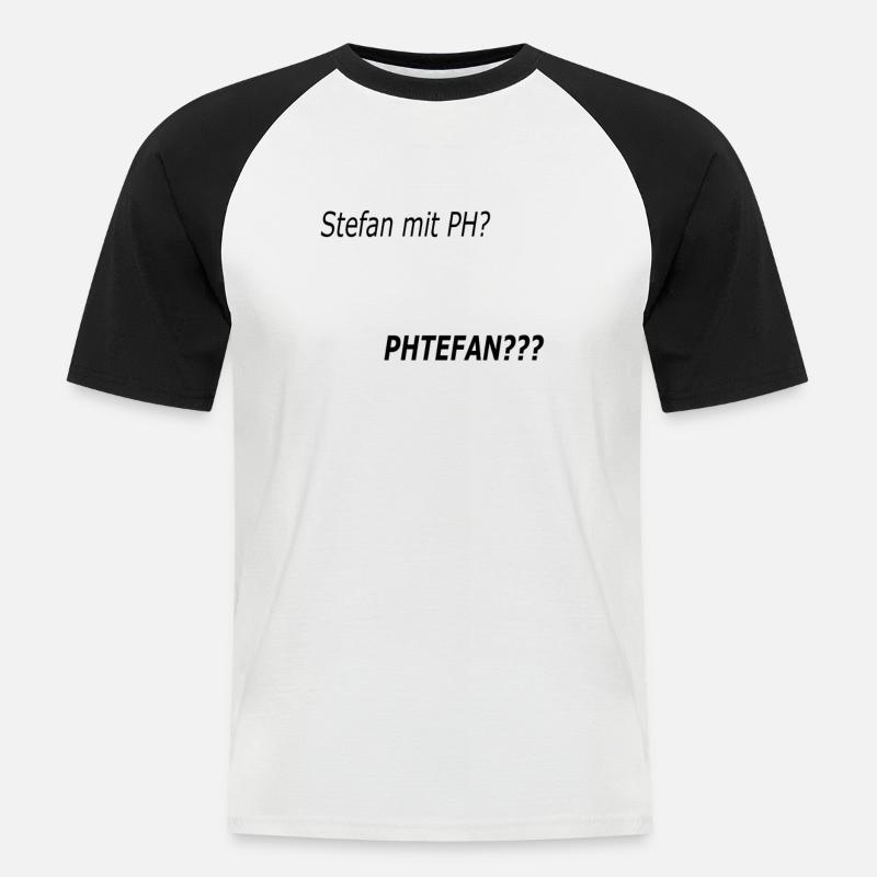 Stephan mit PH? - Männer Baseball-T-Shirt - Weiß/Schwarz