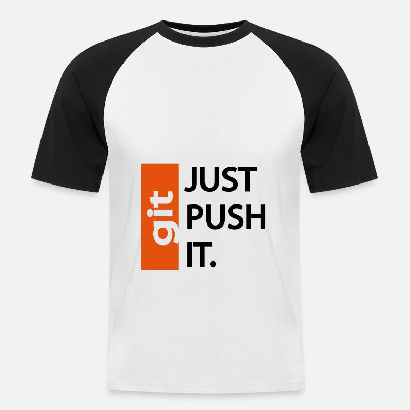 git pull - Men's Baseball T-Shirt - white/black