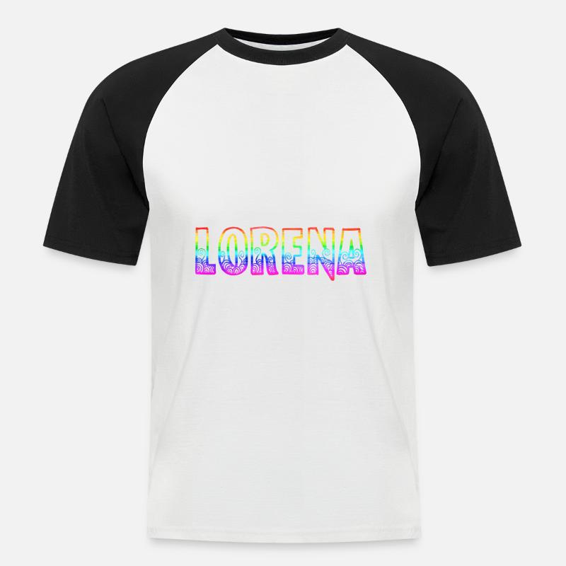 lorena rs regenbogen - Männer Baseball-T-Shirt - Weiß/Schwarz