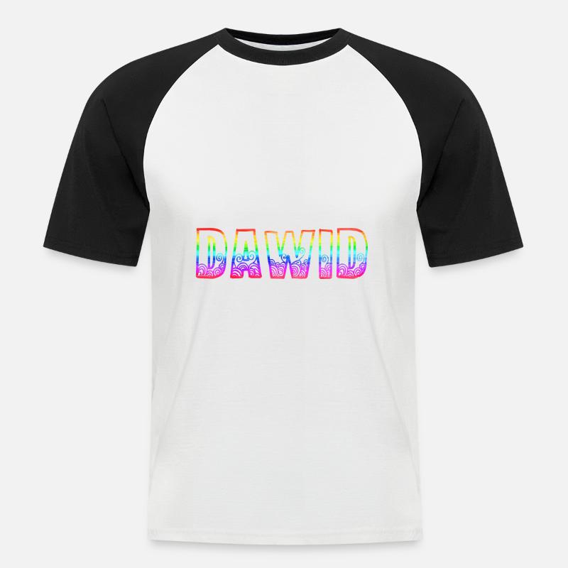 dawid rs regenbogen - Männer Baseball-T-Shirt - Weiß/Schwarz