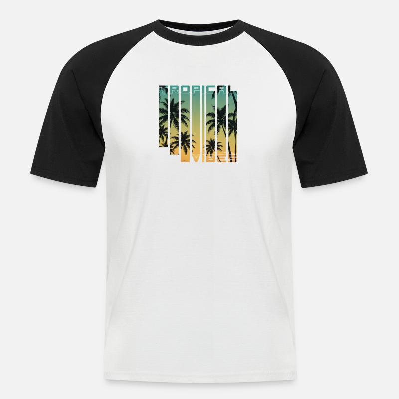 Tropical Vibes Gradient Palmen - Männer Baseball-T-Shirt - Weiß/Schwarz