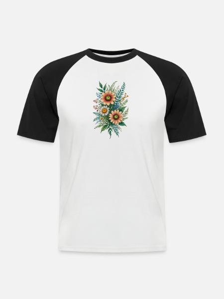 Lebendige Blumenstraußharmonie - Männer Baseball-T-Shirt - Weiß/Schwarz