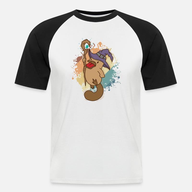 Schnabeltier als Zauberer Australien - Männer Baseball-T-Shirt - Weiß/Schwarz