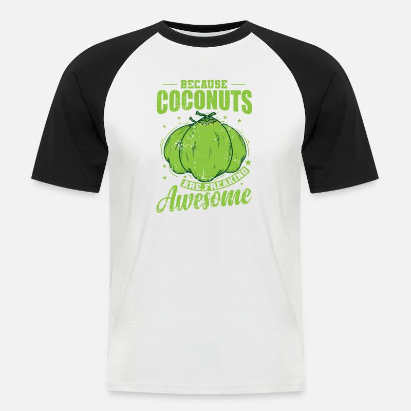 Because Coconuts are Freaking Awesome - Männer Baseball-T-Shirt - Weiß/Schwarz
