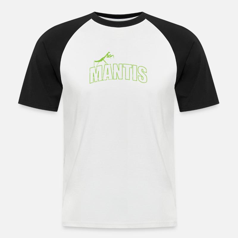 Mantis insect on the script - Men's Baseball T-Shirt - white/black