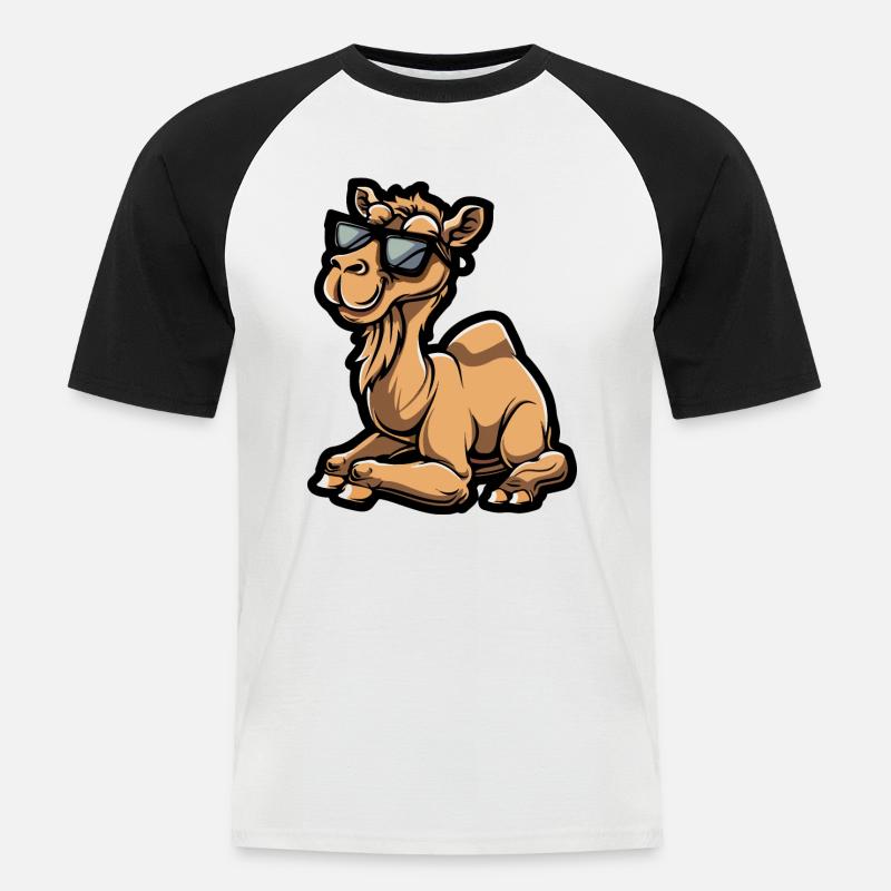 Kamel Cool Comic - Männer Baseball-T-Shirt - Weiß/Schwarz