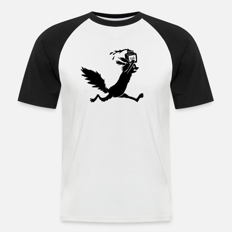 Eichhörnchen Tusche - Männer Baseball-T-Shirt - Weiß/Schwarz