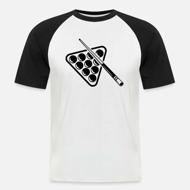 Billard Queue Billardkugeln Billardspieler - Männer Baseball-T-Shirt - Weiß/Schwarz