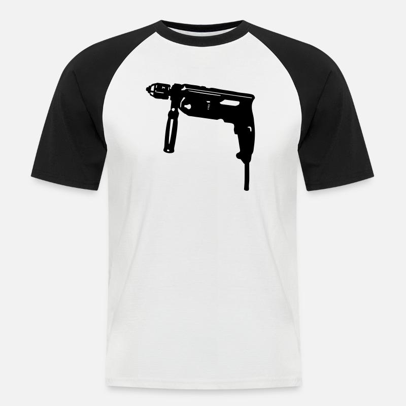 bohrmaschine - Männer Baseball-T-Shirt - Weiß/Schwarz