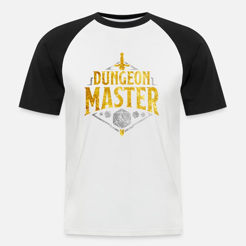 Dungeons And Dragons Dungeon Master Oro Argento - Maglia da baseball a manica corta da uomo - bianco/nero