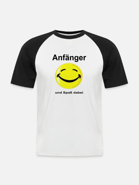 Anfänger und Spass dabei - Männer Baseball-T-Shirt - Weiß/Schwarz