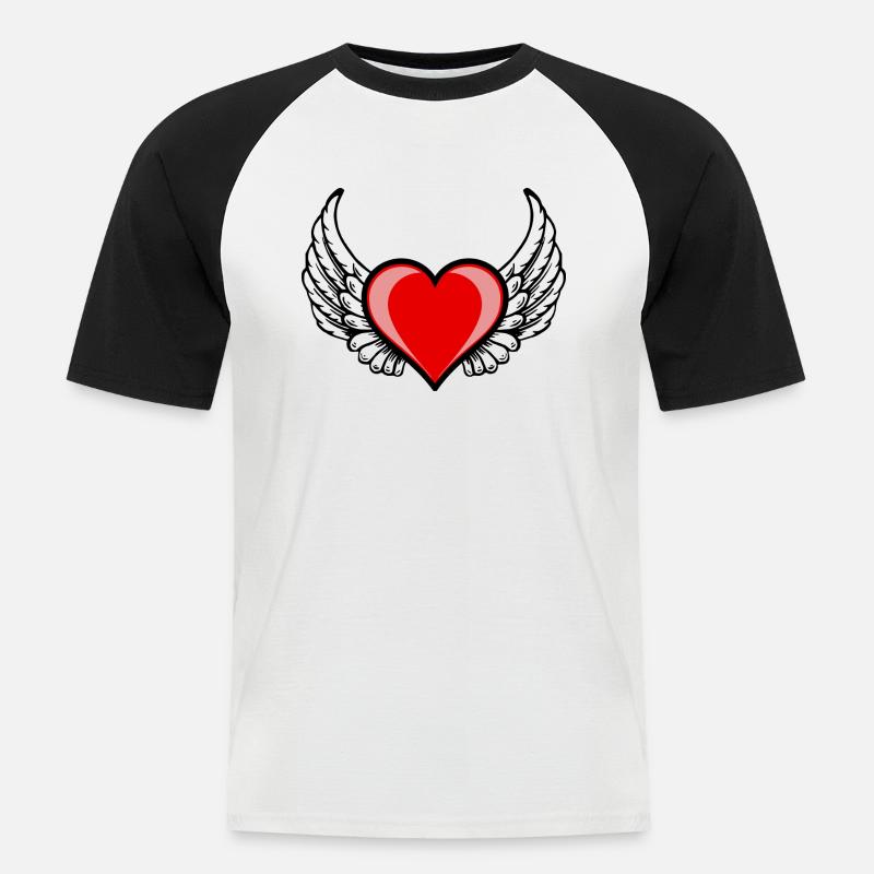 Den bevingade hjärta - Kortärmad basebolltröja herr - vit/svart