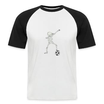 Fußball Skelett dab - Männer Baseball-T-Shirt - Weiß/Schwarz - Vorne - Nik (191cm)