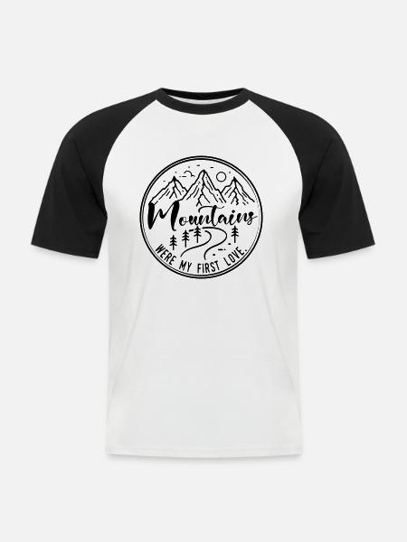 Mountains were my first love - Men's Baseball T-Shirt - white/black