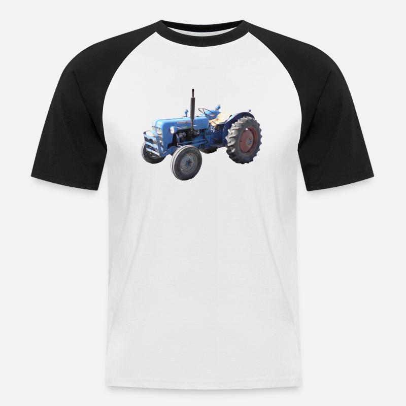 Mari Gamle Traktor - Männer Baseball-T-Shirt - Weiß/Schwarz