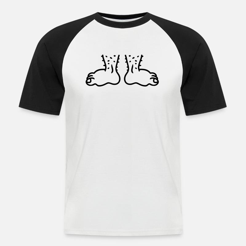 Füße - Line - Männer Baseball-T-Shirt - Weiß/Schwarz