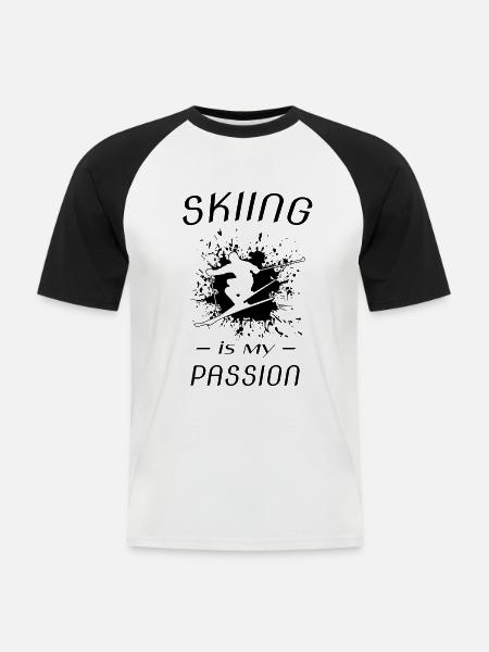 skiing ski - Männer Baseball-T-Shirt - Weiß/Schwarz