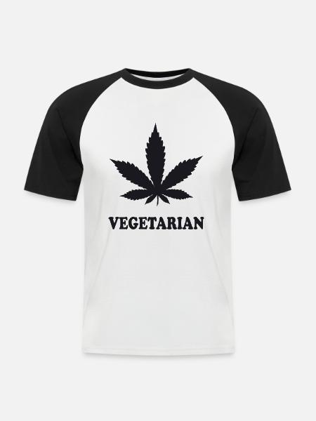 Weed Vegetarian - Männer Baseball-T-Shirt - Weiß/Schwarz
