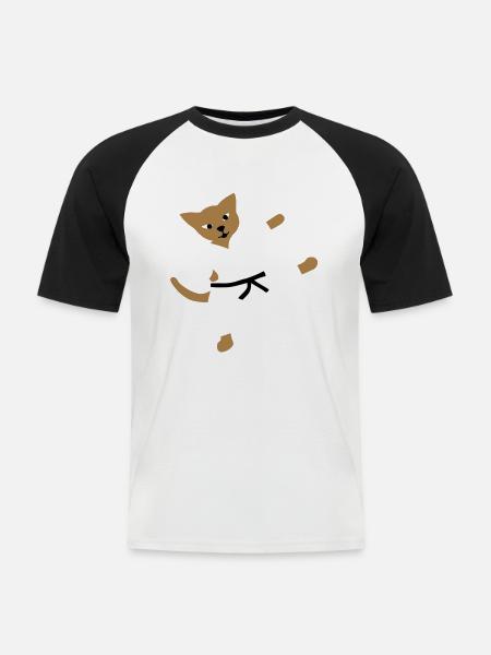 taekwondo cat - Men's Baseball T-Shirt - white/black