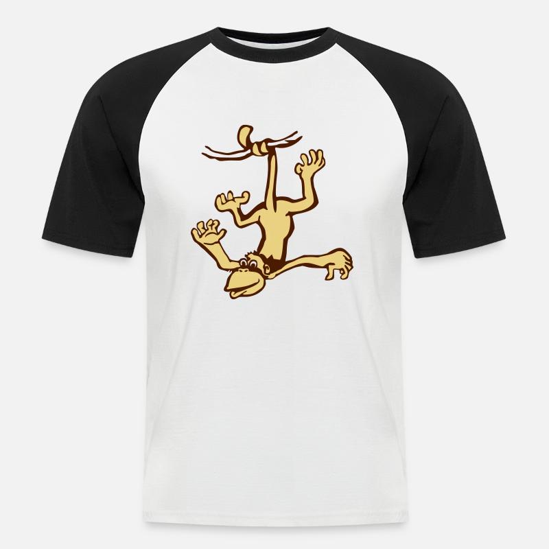 Affe - Männer Baseball-T-Shirt - Weiß/Schwarz